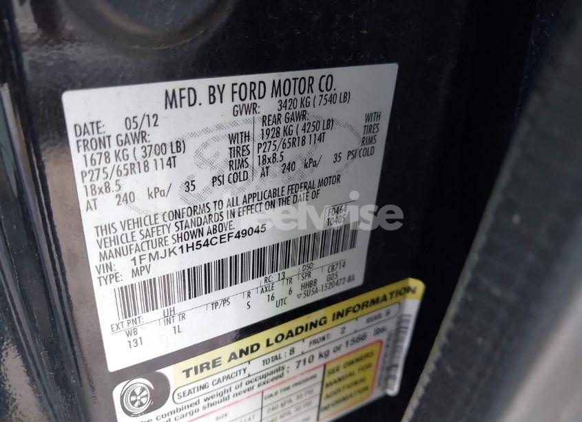 Photo 9 of 2012 Ford Expedition EL XLT (VIN 1FMJK1H54CEF49045)