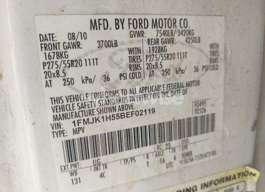 Photo 9 of 2011 Ford Expedition EL XLT (VIN 1FMJK1H55BEF02119)