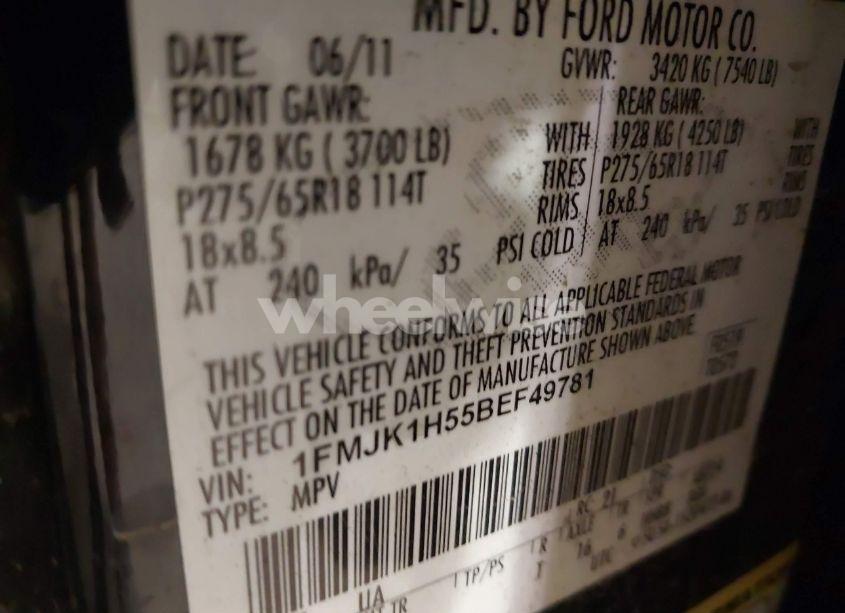 Photo 9 of 2011 Ford Expedition EL XLT (VIN 1FMJK1H55BEF49781)