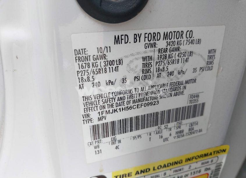 Photo 9 of 2012 Ford Expedition EL XLT (VIN 1FMJK1H56CEF09923)