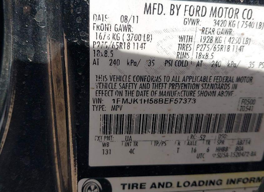 Photo 9 of 2011 Ford Expedition EL XLT (VIN 1FMJK1H58BEF57373)