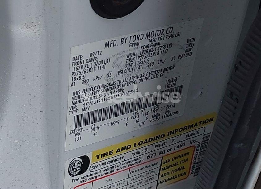 Photo 9 of 2013 Ford Expedition EL XLT (VIN 1FMJK1H59DEF08542)