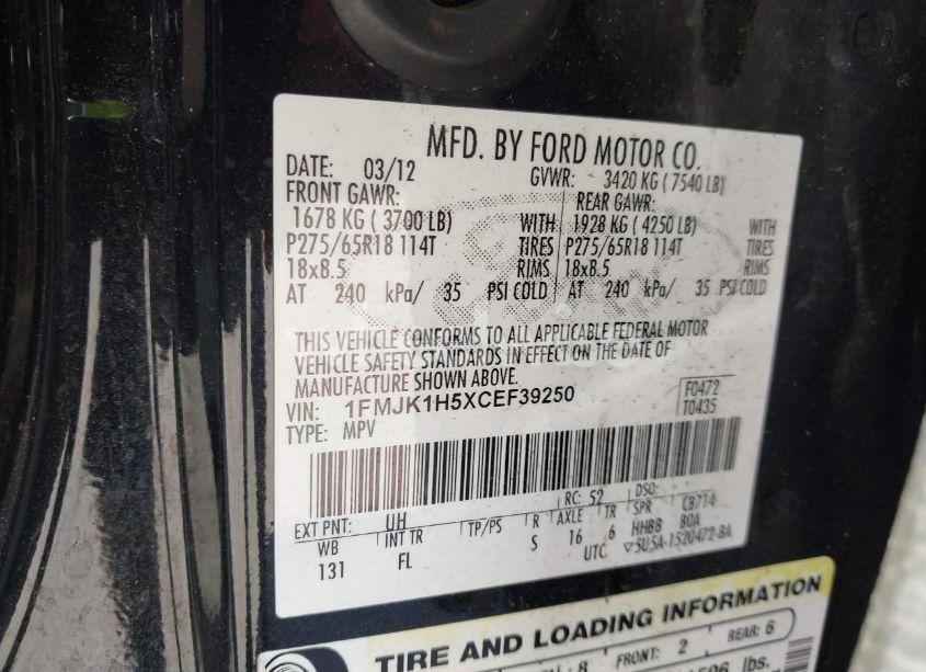 Photo 9 of 2012 Ford Expedition EL XLT (VIN 1FMJK1H5XCEF39250)