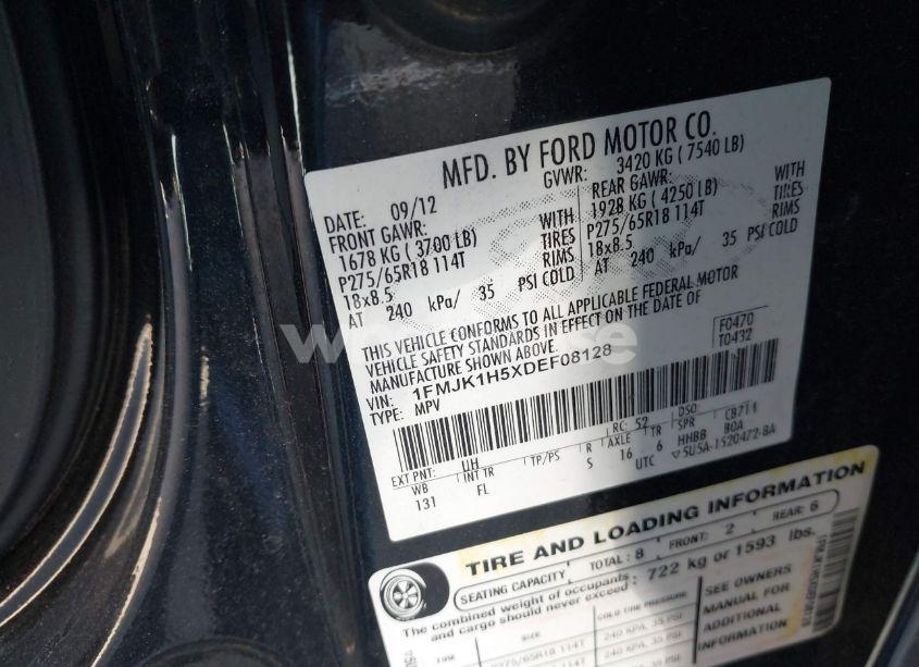 Photo 9 of 2013 Ford Expedition EL XLT (VIN 1FMJK1H5XDEF08128)