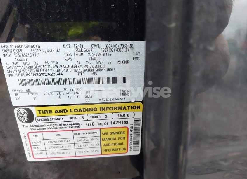 Photo 9 of 2024 Ford Expedition XLT MAX (VIN 1FMJK1H80REA23644)