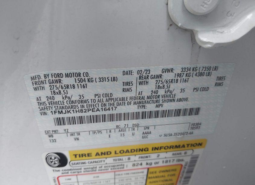 Photo 9 of 2023 Ford Expedition XLT MAX (VIN 1FMJK1H82PEA16417)