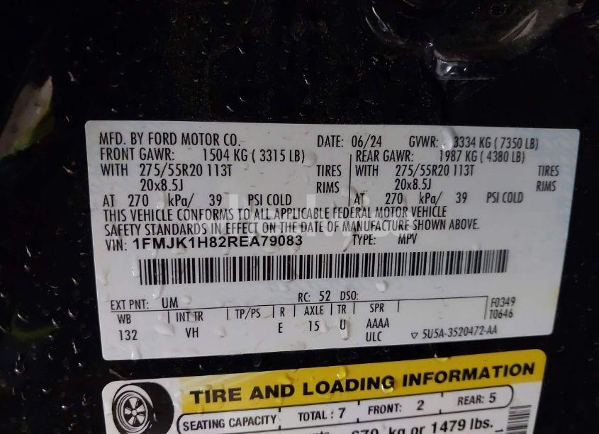 Photo 9 of 2024 Ford Expedition XLT MAX (VIN 1FMJK1H82REA79083)