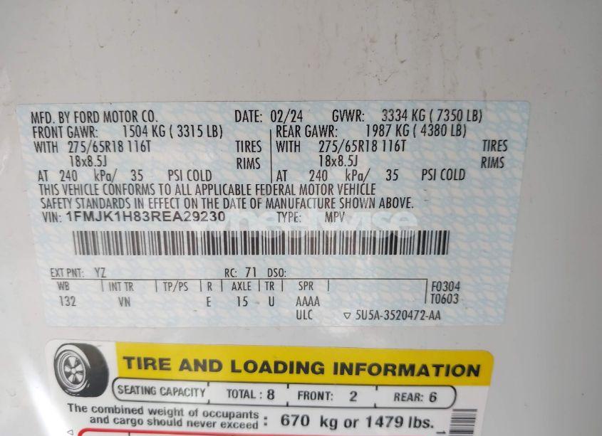 Photo 9 of 2024 Ford Expedition XLT MAX (VIN 1FMJK1H83REA29230)