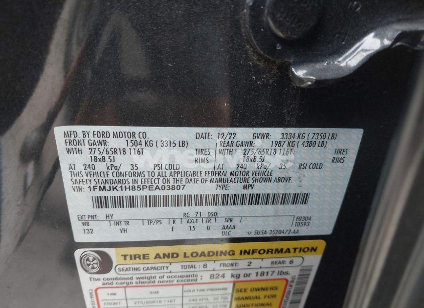 Photo 9 of 2023 Ford Expedition XLT MAX (VIN 1FMJK1H85PEA03807)