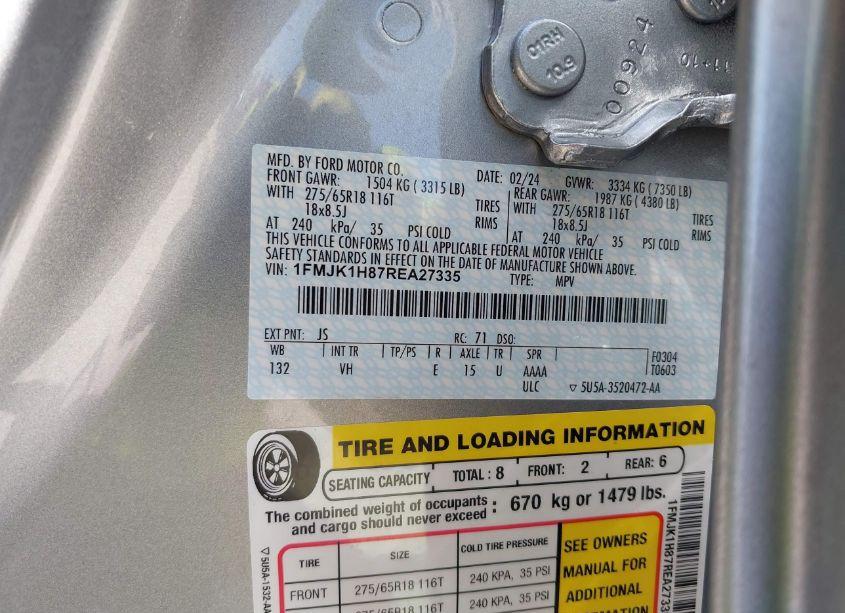 Photo 9 of 2024 Ford Expedition XLT MAX (VIN 1FMJK1H87REA27335)