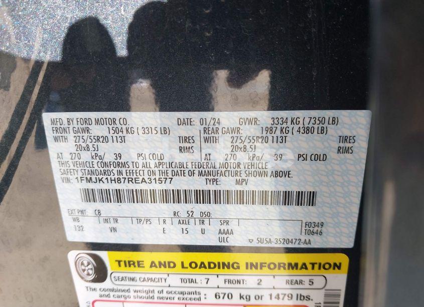 Photo 9 of 2024 Ford Expedition XLT MAX (VIN 1FMJK1H87REA31577)