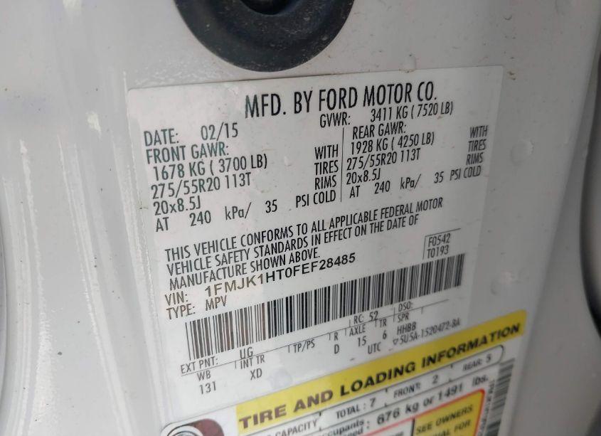 Photo 9 of 2015 Ford Expedition EL XLT (VIN 1FMJK1HT0FEF28485)