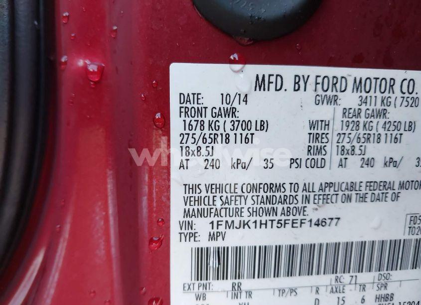 Photo 9 of 2015 Ford Expedition EL XLT (VIN 1FMJK1HT5FEF14677)