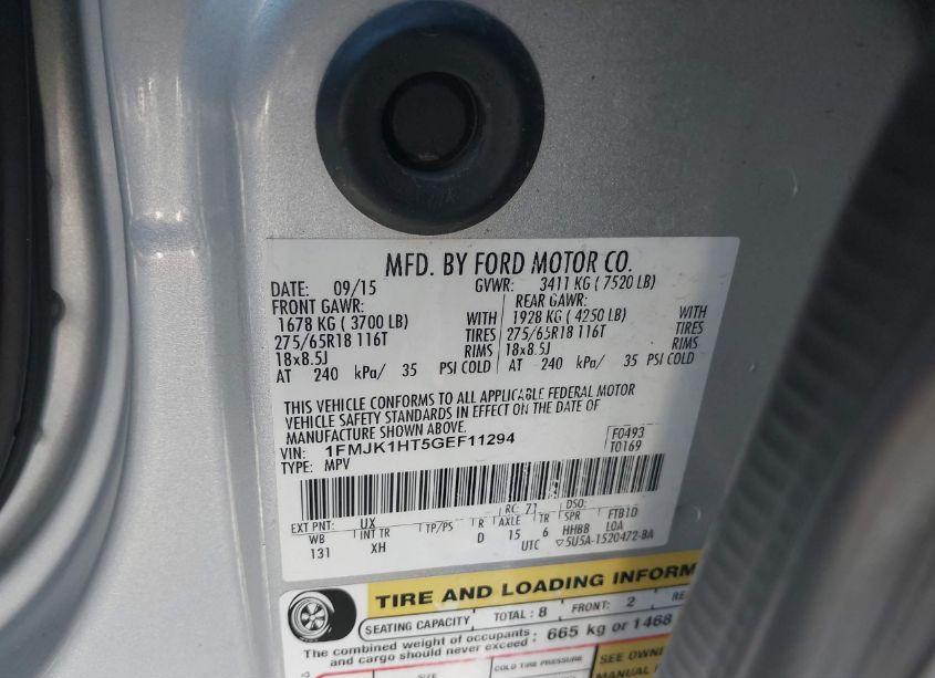 Photo 9 of 2016 Ford Expedition EL XLT (VIN 1FMJK1HT5GEF11294)