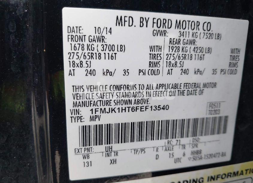 Photo 9 of 2015 Ford Expedition EL XLT (VIN 1FMJK1HT6FEF13540)