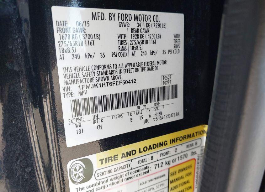 Photo 9 of 2015 Ford Expedition EL XLT (VIN 1FMJK1HT6FEF50412)