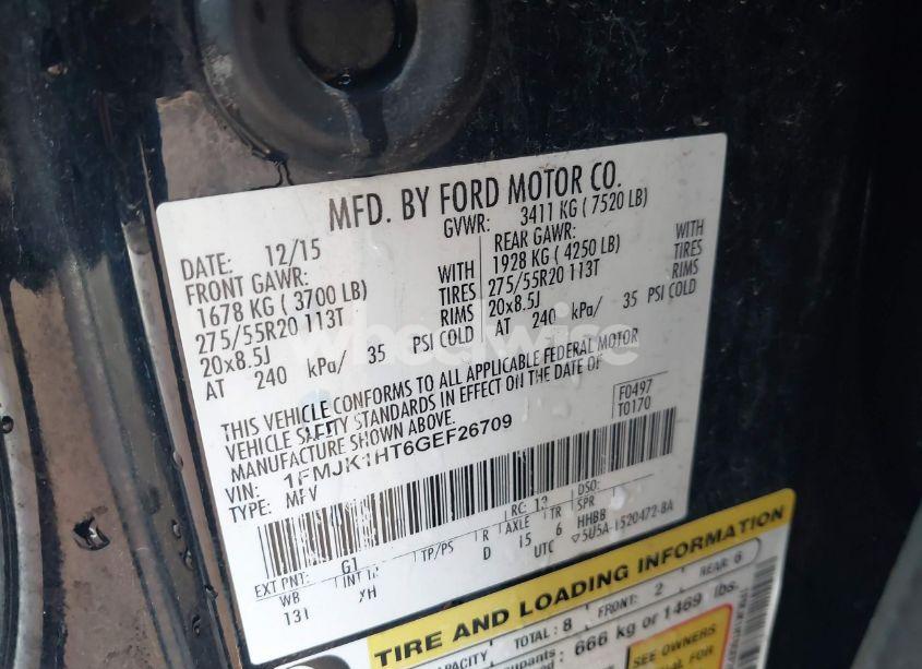 Photo 9 of 2016 Ford Expedition EL XLT (VIN 1FMJK1HT6GEF26709)