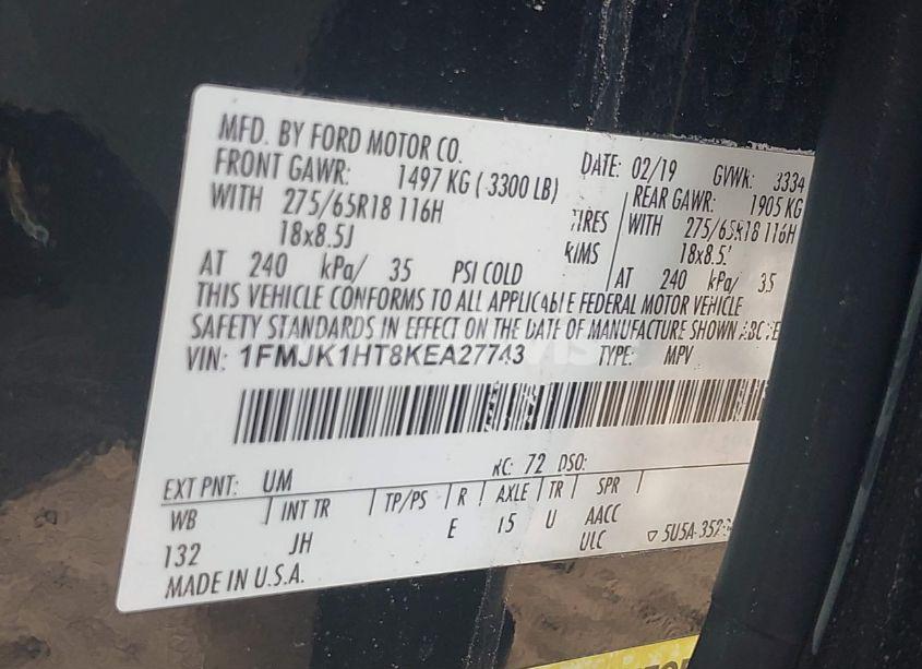 Photo 9 of 2019 Ford Expedition MAX XLT (VIN 1FMJK1HT8KEA27743)