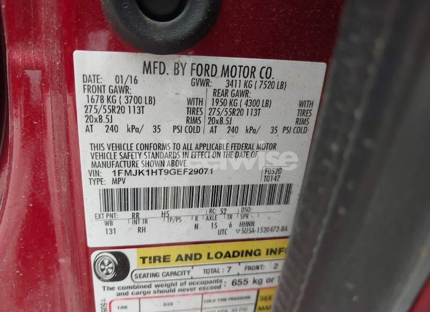 Photo 9 of 2016 Ford Expedition EL KING RANCH (VIN 1FMJK1HT9GEF29071)