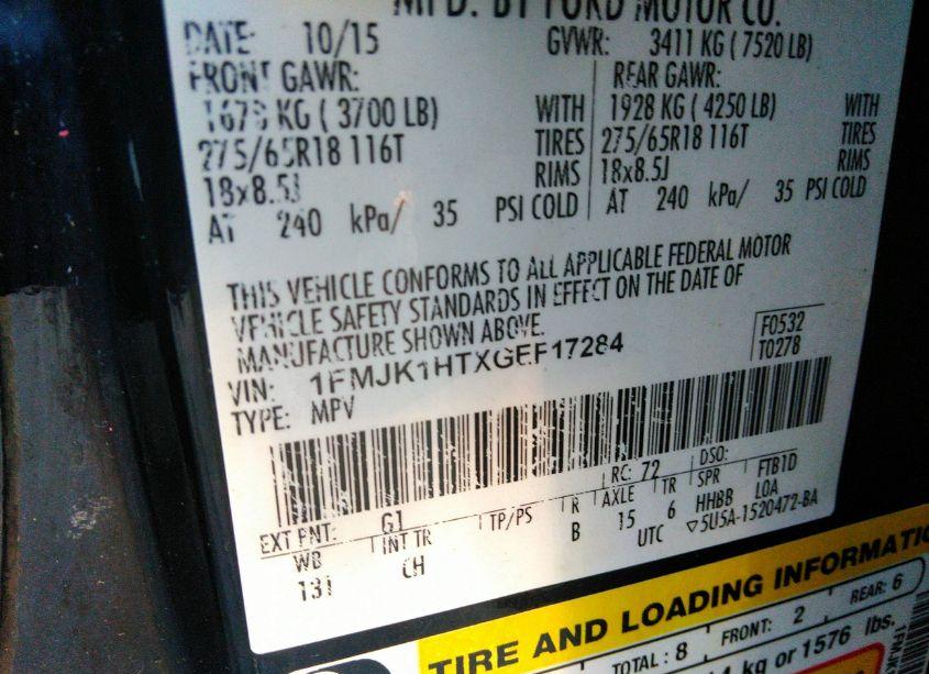 Photo 9 of 2016 Ford Expedition EL XLT (VIN 1FMJK1HTXGEF17284)