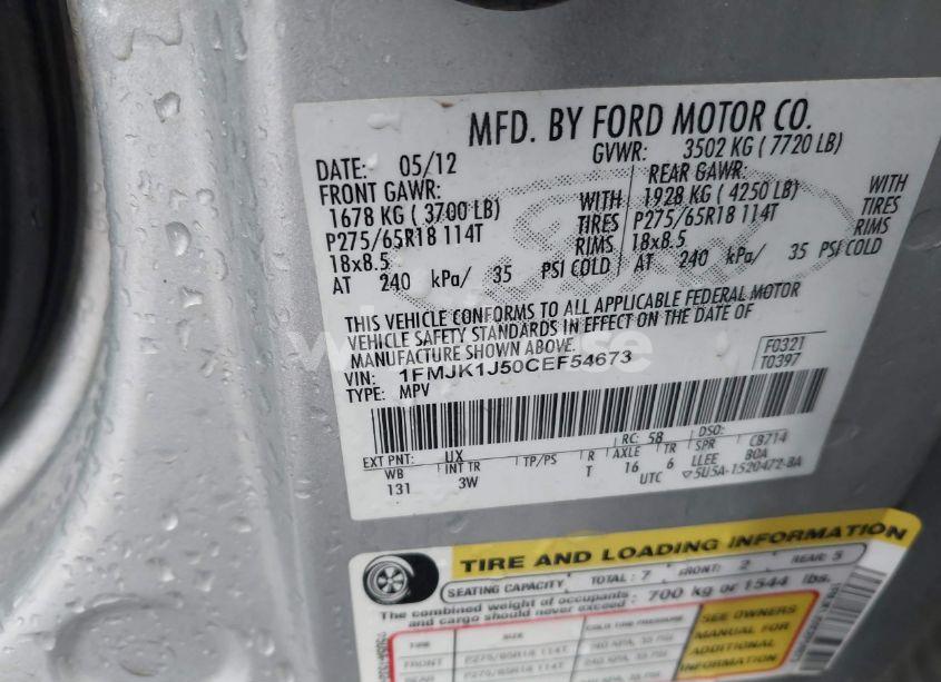 Photo 9 of 2012 Ford Expedition EL XLT (VIN 1FMJK1J50CEF54673)