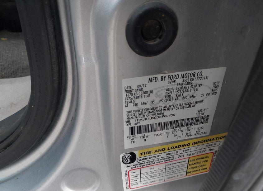 Photo 9 of 2013 Ford Expedition EL XLT (VIN 1FMJK1J50DEF00436)