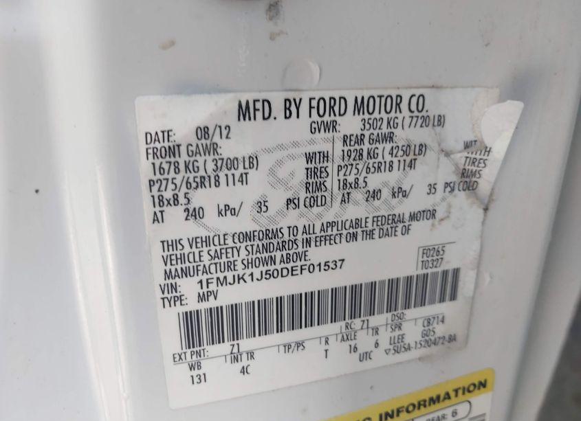 Photo 9 of 2013 Ford Expedition EL XLT (VIN 1FMJK1J50DEF01537)