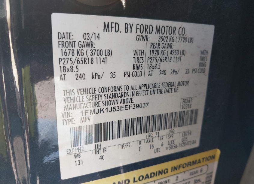 Photo 9 of 2014 Ford Expedition EL XLT (VIN 1FMJK1J53EEF39037)