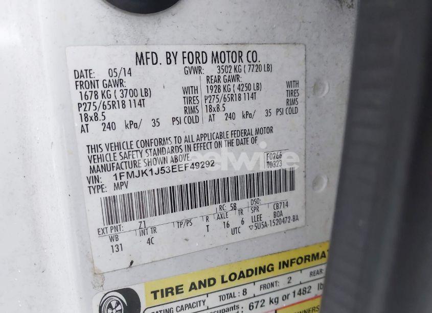 Photo 9 of 2014 Ford Expedition EL XLT (VIN 1FMJK1J53EEF49292)