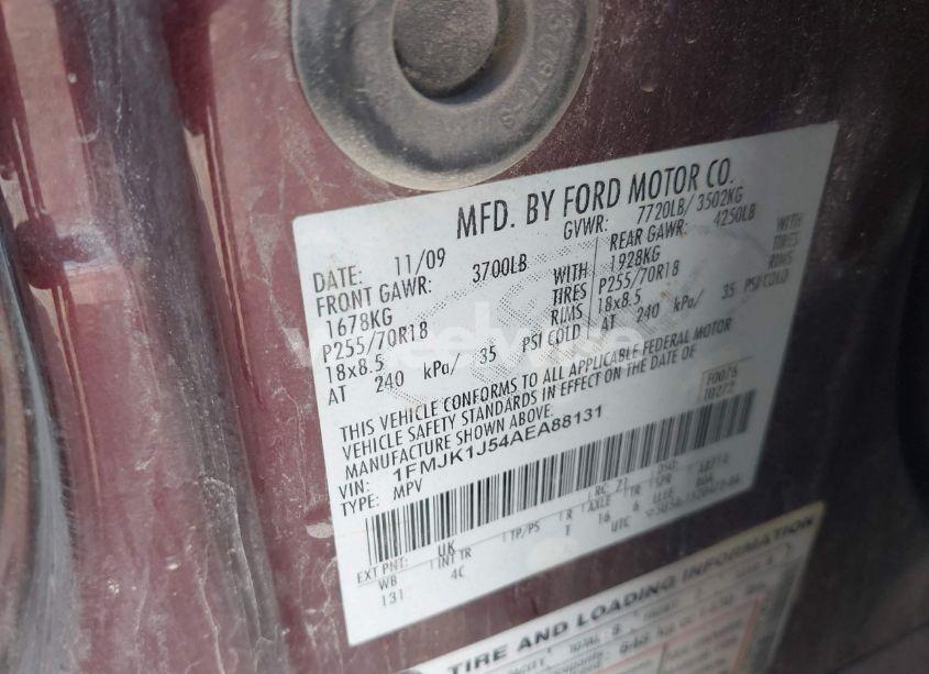 Photo 9 of 2010 Ford Expedition EL EDDIE BAUER/KING RANCH (VIN 1FMJK1J54AEA88131)