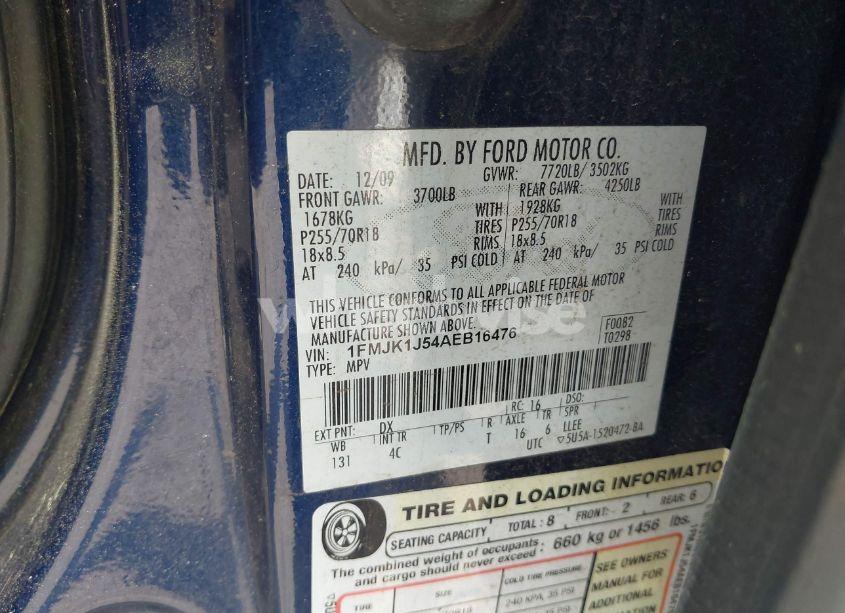 Photo 9 of 2010 Ford Expedition EL EDDIE BAUER/KING RANCH (VIN 1FMJK1J54AEB16476)