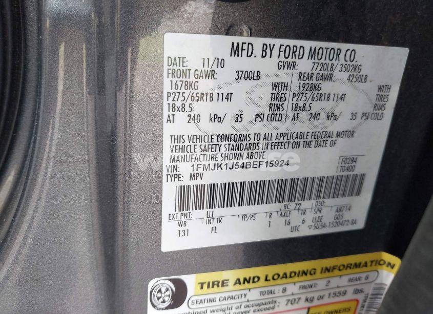 Photo 9 of 2011 Ford Expedition EL XLT (VIN 1FMJK1J54BEF15924)