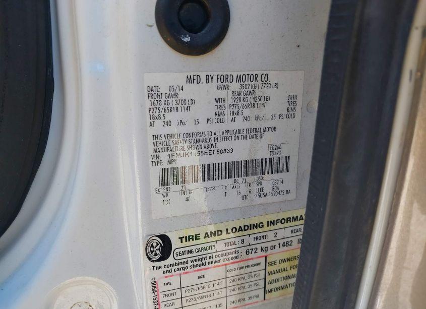 Photo 9 of 2014 Ford Expedition EL XLT (VIN 1FMJK1J55EEF50833)