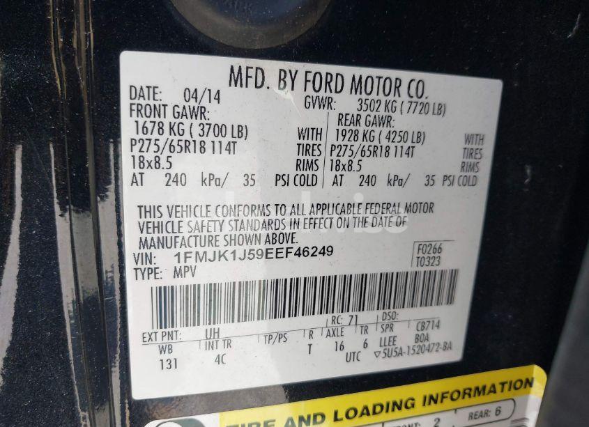 Photo 9 of 2014 Ford Expedition EL XLT (VIN 1FMJK1J59EEF46249)