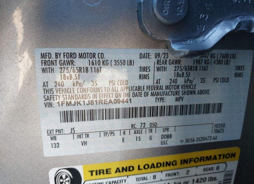 Photo 9 of 2024 Ford Expedition XLT MAX (VIN 1FMJK1J81REA09441)