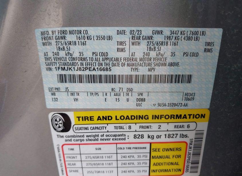 Photo 9 of 2023 Ford Expedition XLT MAX (VIN 1FMJK1J82PEA16685)