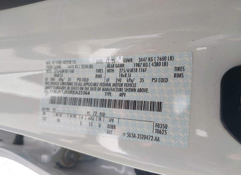 Photo 9 of 2024 Ford Expedition XLT MAX (VIN 1FMJK1J82REA23364)