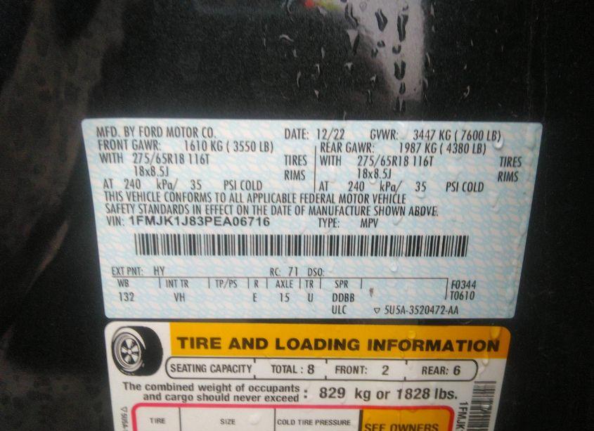 Photo 9 of 2023 Ford Expedition XLT MAX (VIN 1FMJK1J83PEA06716)