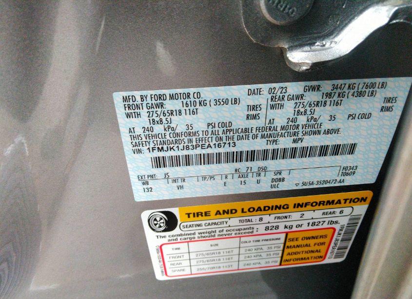 Photo 9 of 2023 Ford Expedition XLT MAX (VIN 1FMJK1J83PEA16713)