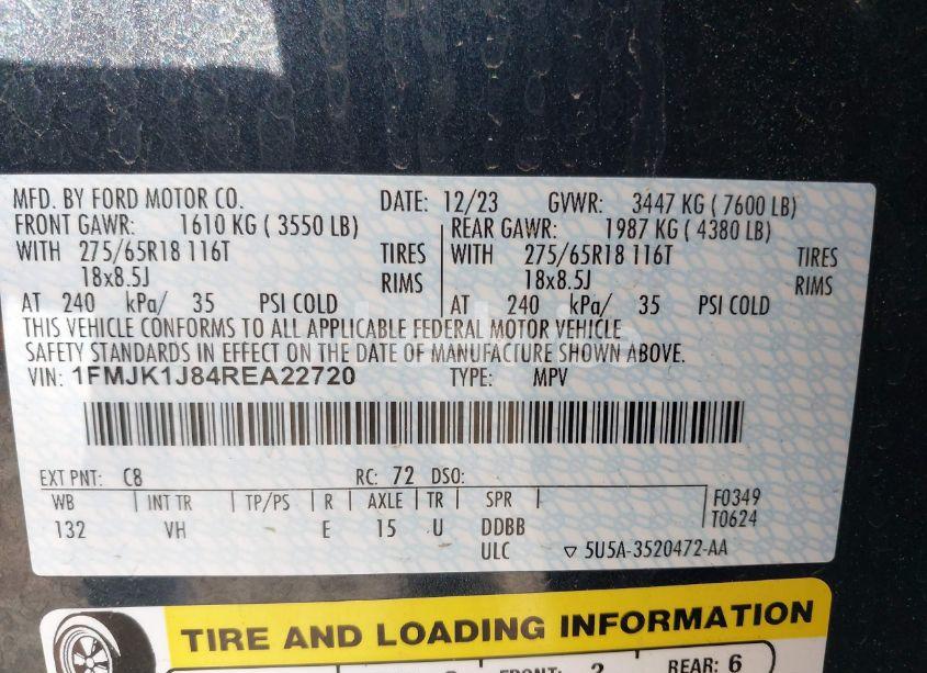 Photo 9 of 2024 Ford Expedition XLT MAX (VIN 1FMJK1J84REA22720)