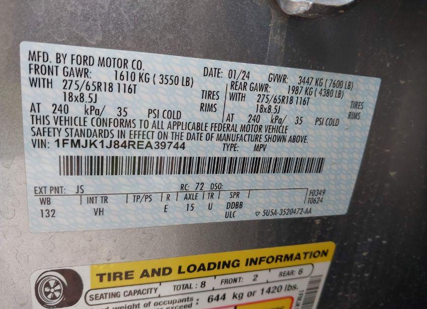 Photo 9 of 2024 Ford Expedition XLT MAX (VIN 1FMJK1J84REA39744)