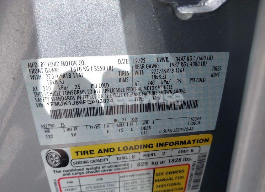 Photo 9 of 2023 Ford Expedition XLT MAX (VIN 1FMJK1J86PEA03874)