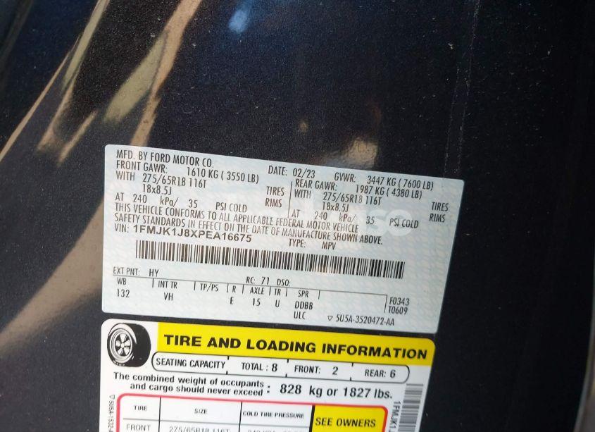 Photo 9 of 2023 Ford Expedition XLT MAX (VIN 1FMJK1J8XPEA16675)