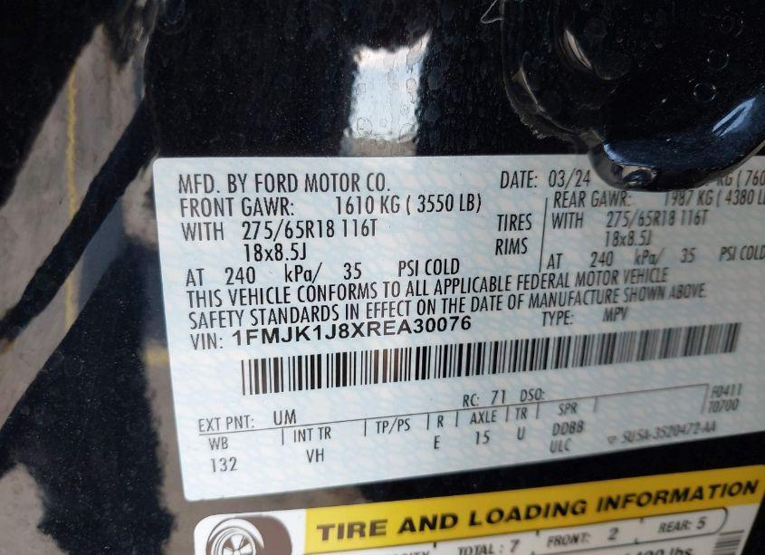 Photo 9 of 2024 Ford Expedition XLT MAX (VIN 1FMJK1J8XREA30076)