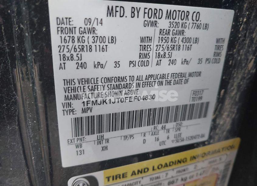 Photo 9 of 2015 Ford Expedition EL XLT (VIN 1FMJK1JT0FEF04830)