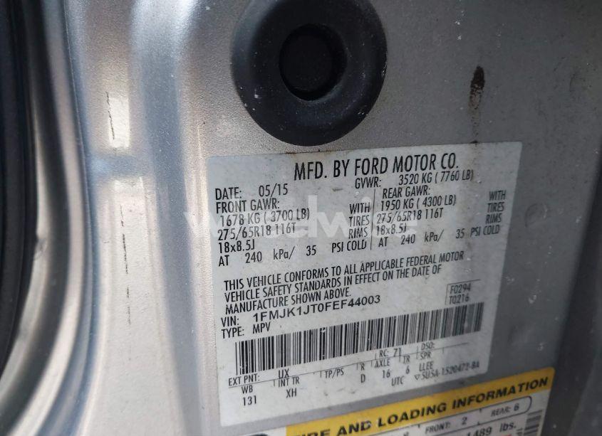 Photo 9 of 2015 Ford Expedition EL XLT (VIN 1FMJK1JT0FEF44003)