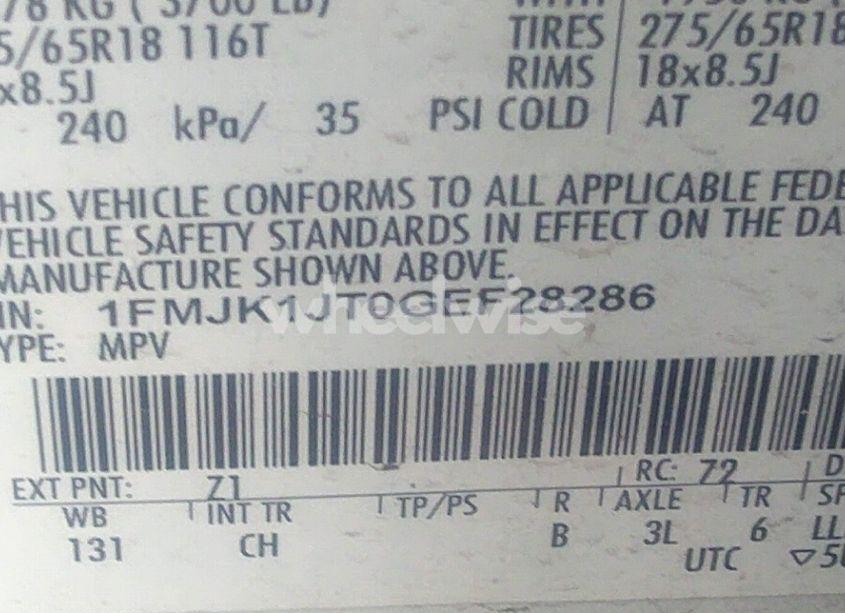 Photo 9 of 2016 Ford Expedition EL XLT (VIN 1FMJK1JT0GEF28286)