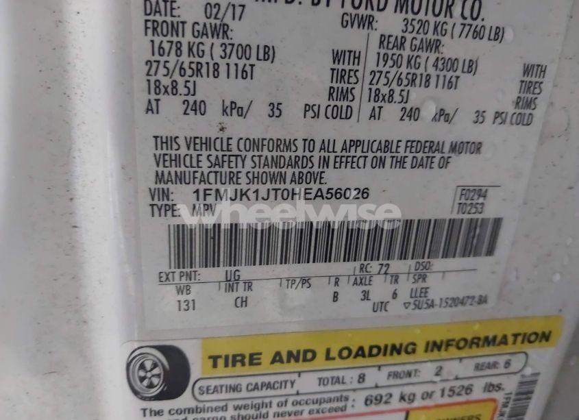 Photo 9 of 2017 Ford Expedition EL XLT (VIN 1FMJK1JT0HEA56026)