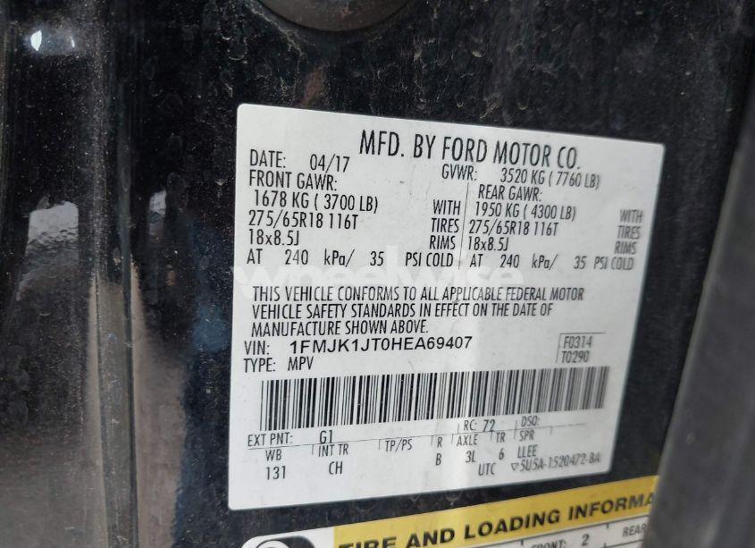 Photo 9 of 2017 Ford Expedition EL XLT (VIN 1FMJK1JT0HEA69407)