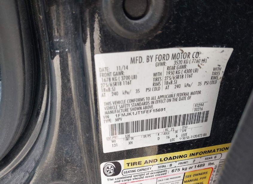 Photo 9 of 2015 Ford Expedition EL XLT (VIN 1FMJK1JT1FEF15691)